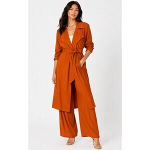 Leith XL Belted Duster Dress Wide Leg Pant Set Rust Orange Boho Lounge